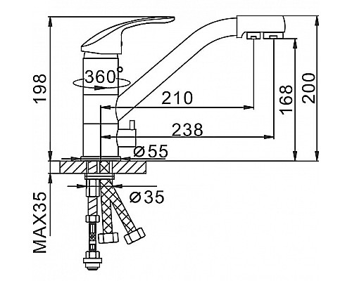 Заказать Смеситель для кухни Frap H21-5 F4321-5 Сатин в магазине сантехники Santeh-Crystal.ru
