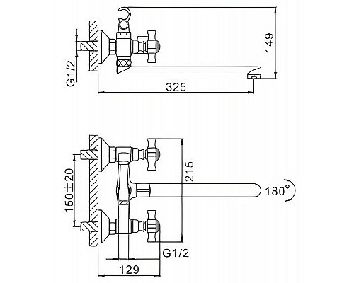 Заказать Смеситель для ванны Frap H24 F2224 универсальный Хром в магазине сантехники Santeh-Crystal.ru