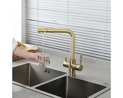 Santeh-Crystal.ru: Смеситель для кухни Frap H52 F4352-3 Сатин золотой Купить Смеситель для кухни Frap H52 F4352-3 Сатин золотой в магазине сантехники Santeh-Crystal.ru