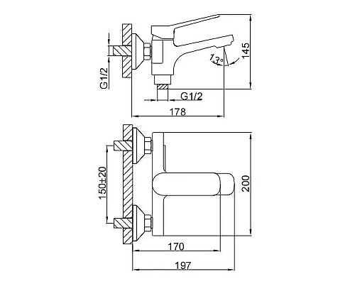 Приобрести Смеситель для ванны Frap H62-9 F3262-9 Оружейная сталь в магазине сантехники Santeh-Crystal.ru