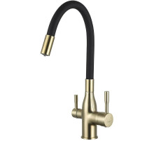 Смеситель для кухни Frap H69 F4396-3 Сатин золотой Черный