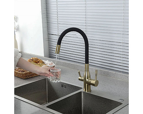 Santeh-Crystal.ru: Смеситель для кухни Frap H69 F4396-3 Сатин золотой Черный Купить Смеситель для кухни Frap H69 F4396-3 Сатин золотой Черный в магазине сантехники Santeh-Crystal.ru