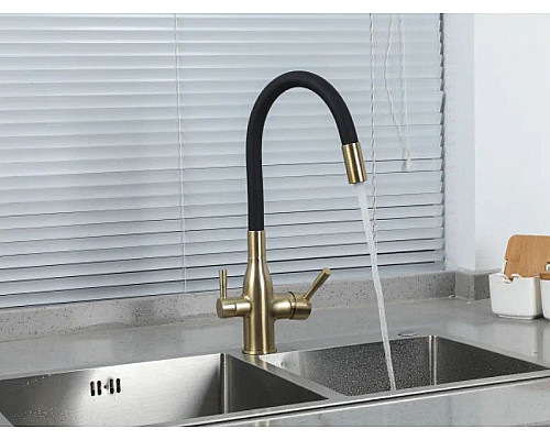 Santeh-Crystal.ru: Смеситель для кухни Frap H69 F4396-3 Сатин золотой Черный Купить Смеситель для кухни Frap H69 F4396-3 Сатин золотой Черный в магазине сантехники Santeh-Crystal.ru