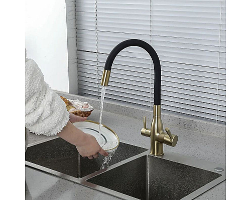 Santeh-Crystal.ru: Смеситель для кухни Frap H69 F4396-3 Сатин золотой Черный Купить Смеситель для кухни Frap H69 F4396-3 Сатин золотой Черный в магазине сантехники Santeh-Crystal.ru