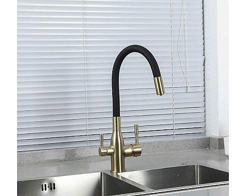 Santeh-Crystal.ru: Смеситель для кухни Frap H69 F4396-3 Сатин золотой Черный Купить Смеситель для кухни Frap H69 F4396-3 Сатин золотой Черный в магазине сантехники Santeh-Crystal.ru