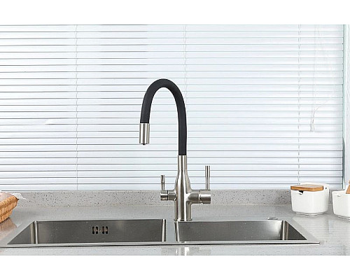 Заказать Смеситель для кухни Frap H69 F4396-5 Сатин Черный в магазине сантехники Santeh-Crystal.ru