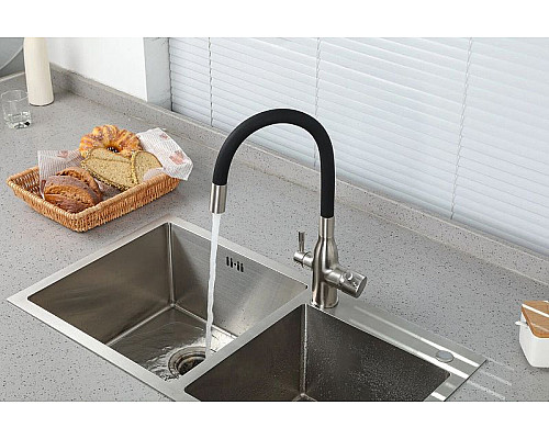 Заказать Смеситель для кухни Frap H69 F4396-5 Сатин Черный в магазине сантехники Santeh-Crystal.ru