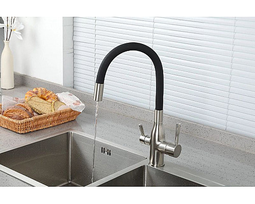 Заказать Смеситель для кухни Frap H69 F4396-5 Сатин Черный в магазине сантехники Santeh-Crystal.ru