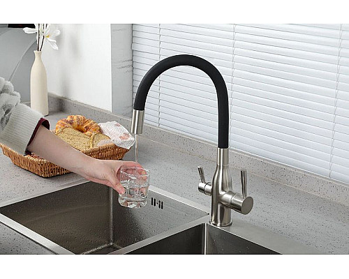 Заказать Смеситель для кухни Frap H69 F4396-5 Сатин Черный в магазине сантехники Santeh-Crystal.ru