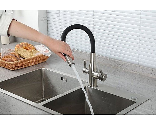 Заказать Смеситель для кухни Frap H69 F4396-5 Сатин Черный в магазине сантехники Santeh-Crystal.ru