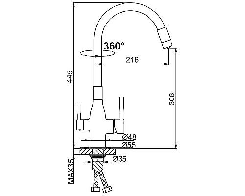 Заказать Смеситель для кухни Frap H69 F4396-5 Сатин Черный в магазине сантехники Santeh-Crystal.ru