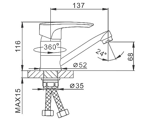Приобрести Смеситель для кухни Frap H701 F45701-B Хром в магазине сантехники Santeh-Crystal.ru