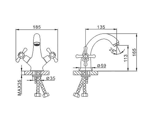 Приобрести Смеситель для раковины Frap H732 F10732-B Хром в магазине сантехники Santeh-Crystal.ru