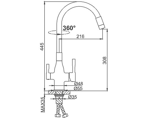 Заказать Смеситель для кухни Frap H96 F4396 Хром Серый в магазине сантехники Santeh-Crystal.ru