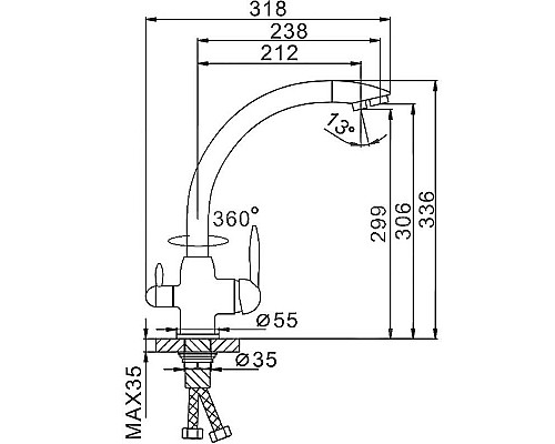 Заказать Смеситель для кухни Frap H99 F4399-4 Бронза в магазине сантехники Santeh-Crystal.ru