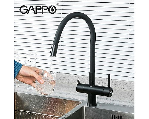 Купить Смеситель для кухни Gappo G4398-36 Черный матовый в магазине сантехники Santeh-Crystal.ru