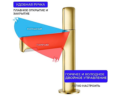 Купить Смеситель для раковины Gappo G1052-81 Золотой сатин в магазине сантехники Santeh-Crystal.ru