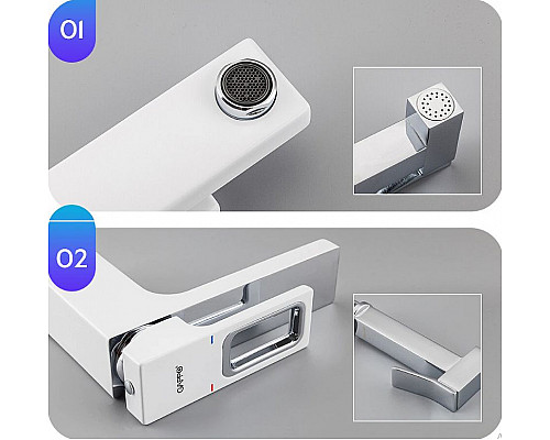 Купить Смеситель для раковины Gappo G17-8 G1017-1 с гигиеническим душем Белый Хром в магазине сантехники Santeh-Crystal.ru