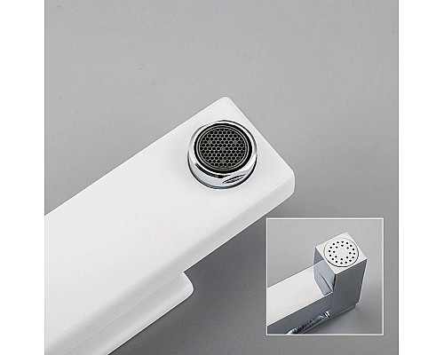 Купить Смеситель для раковины Gappo G17-8 G1017-1 с гигиеническим душем Белый Хром в магазине сантехники Santeh-Crystal.ru