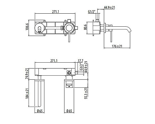 Приобрести Смеситель для раковины Gattoni Circle Two 9135/91NO Черный матовый в магазине сантехники Santeh-Crystal.ru