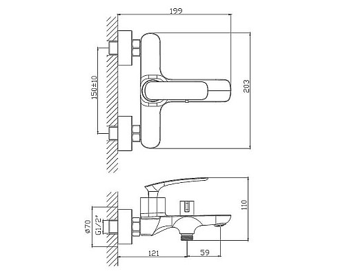 Купить Смеситель для ванны Haiba HB60616 Хром в магазине сантехники Santeh-Crystal.ru