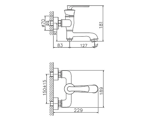 Купить Смеситель для ванны Haiba HB60181-5 Золото в магазине сантехники Santeh-Crystal.ru