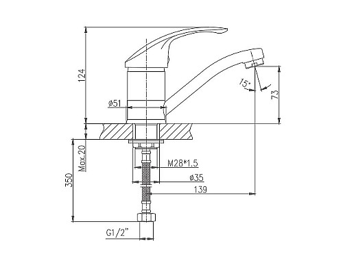 Приобрести Смеситель для кухни Haiba HB4521-5 Сатин в магазине сантехники Santeh-Crystal.ru