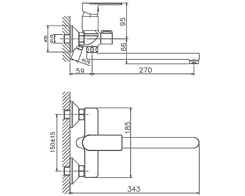 Заказать Смеситель для ванны Haiba HB22505-8 универсальный Белый Хром в магазине сантехники Santeh-Crystal.ru