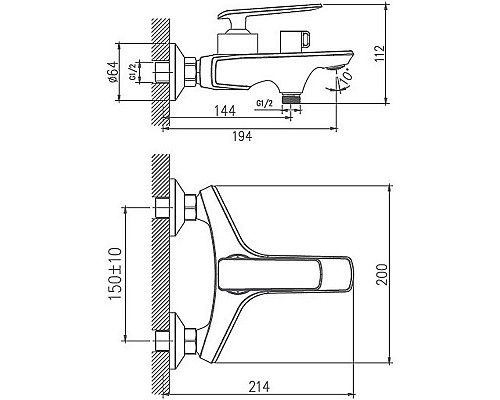 Купить Смеситель для ванны Haiba HB60548-7 Черный Хром в магазине сантехники Santeh-Crystal.ru