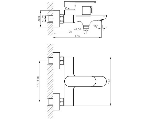 Приобрести Смеситель для ванны Haiba HB60590-7 Черный в магазине сантехники Santeh-Crystal.ru