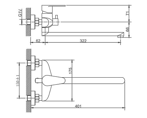 Заказать Смеситель для ванны Haiba HB22801-2 универсальный Нержавеющая сталь в магазине сантехники Santeh-Crystal.ru