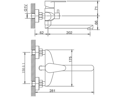 Купить Смеситель для ванны Haiba HB60801-2 универсальный Нержавеющая сталь в магазине сантехники Santeh-Crystal.ru
