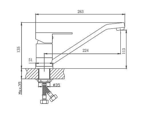 Заказать Смеситель для кухни Haiba HB42802 Нержавеющая сталь в магазине сантехники Santeh-Crystal.ru