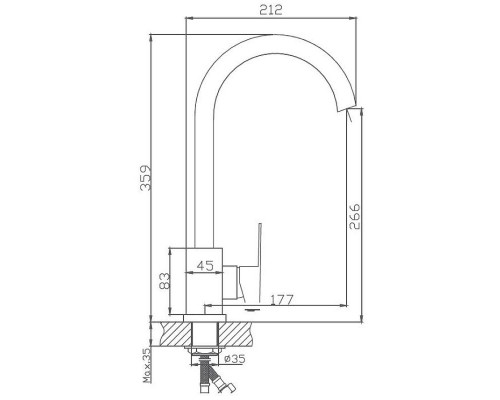 Купить Смеситель для кухни Haiba HB70802 Нержавеющая сталь в магазине сантехники Santeh-Crystal.ru