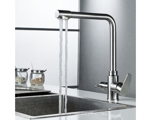 Купить Смеситель для кухни Haiba HB76802 Нержавеющая сталь в магазине сантехники Santeh-Crystal.ru