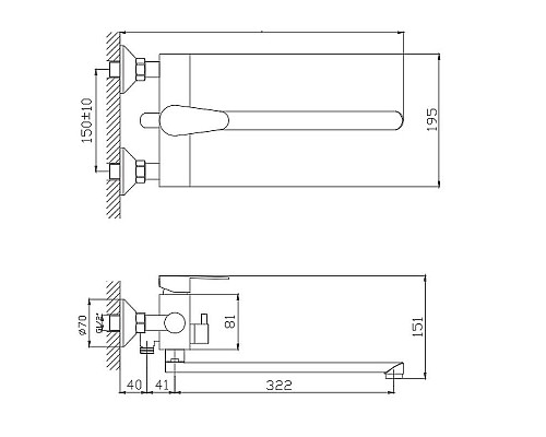 Купить Смеситель для ванны Haiba HB22802 универсальный Нержавеющая сталь в магазине сантехники Santeh-Crystal.ru