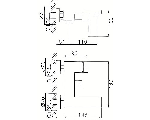 Заказать Смеситель для ванны Haiba HB60803-7 Черный матовый в магазине сантехники Santeh-Crystal.ru