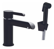 Смеситель для раковины Haiba HB12805-7 с гигиеническим душем Черный матовый Хром