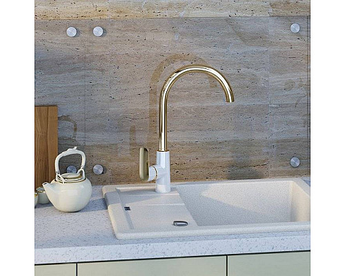 Заказать Смеситель для кухни Iddis Cloud CLOWG00i05 Золото/белый в магазине сантехники Santeh-Crystal.ru