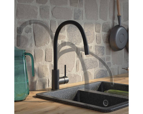 Купить Смеситель для кухни Iddis Kitchen 360 K36BLJ0i05 Черный матовый в магазине сантехники Santeh-Crystal.ru