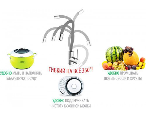 Купить Смеситель для кухни Iddis Kitchen 360 K36SBJBi05 черный/хром в магазине сантехники Santeh-Crystal.ru