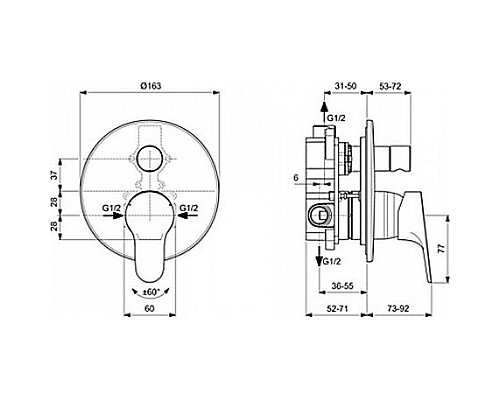Купить Смеситель для душа Ideal Standard Cerabase A7393AA Хром в магазине сантехники Santeh-Crystal.ru