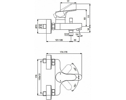 Купить Смеситель для ванны Ideal Standard Cerabase BC843AA Хром в магазине сантехники Santeh-Crystal.ru