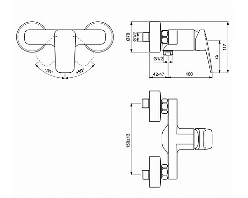 Заказать Смеситель для душа Ideal Standard Ceraplan BD250AA Хром в магазине сантехники Santeh-Crystal.ru