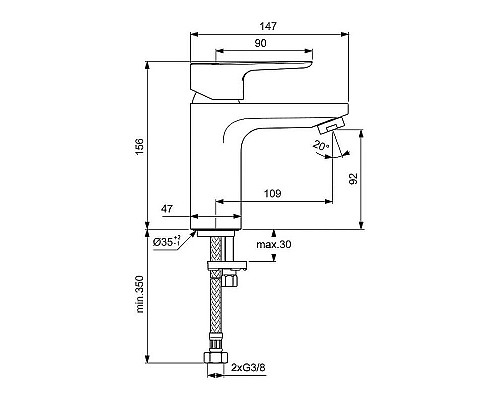 Приобрести Смеситель для раковины Ideal Standard Ceraplan III Slim BC567AA Хром в магазине сантехники Santeh-Crystal.ru