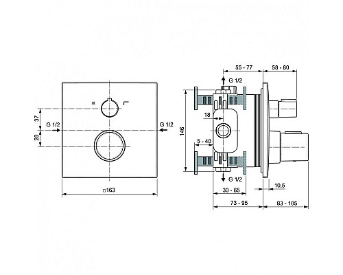 Santeh-Crystal.ru: Смеситель для душа Ideal Standard Ceratherm T100 A7522XG с термостатом Silk Black Купить Смеситель для душа Ideal Standard Ceratherm T100 A7522XG с термостатом Silk Black в магазине сантехники Santeh-Crystal.ru