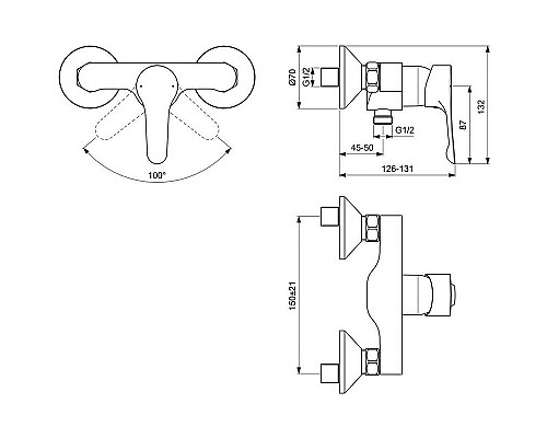 Приобрести Смеситель для душа Ideal Standard Dot 2.0 BC325AA Хром в магазине сантехники Santeh-Crystal.ru