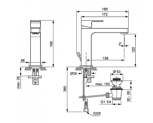 Купить Смеситель для раковины Ideal Standard Edge A7106AA Хром в магазине сантехники Santeh-Crystal.ru