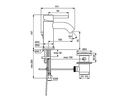 Приобрести Смеситель для раковины Ideal Standard Kolva BC666U5 Белый в магазине сантехники Santeh-Crystal.ru