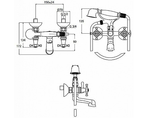 Заказать Смеситель для ванны Ideal Standard Reflection B9657LS Хром Золото в магазине сантехники Santeh-Crystal.ru
